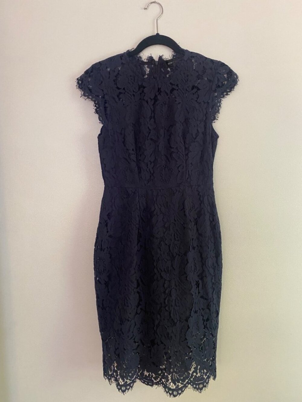 Merokeety Navy Blue Floral Lace Cap Sleeve Midi Dress Size S